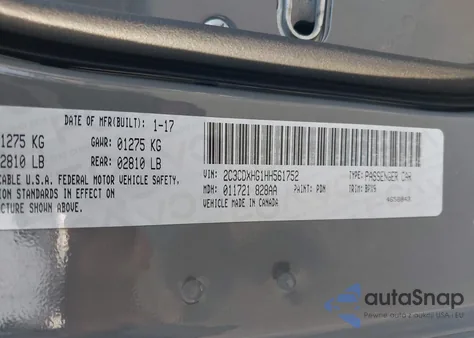 2017 Dodge Charger Sxt Rwd from USA, damaged, VIN 2C3CDXHG1HH561752